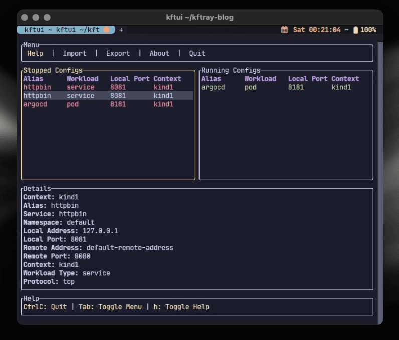 Introducing KFtui - a new terminal-based user interface for managing your port forwarding configurations.