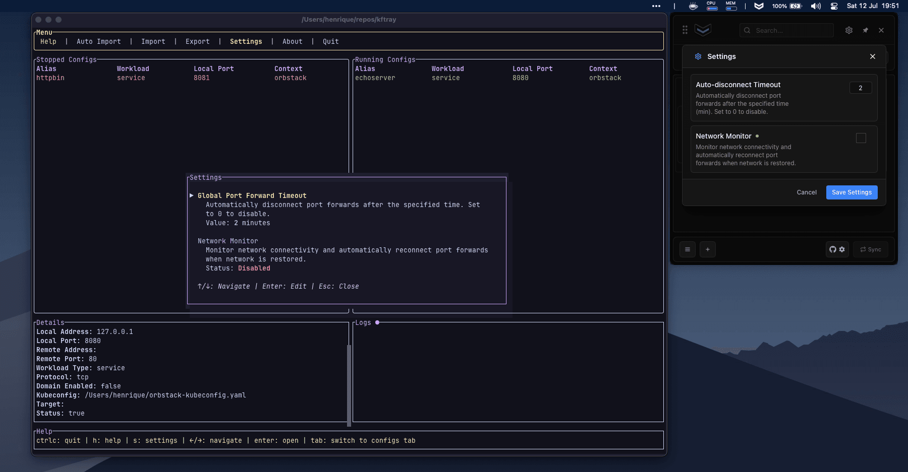 Auto-disconnect port-forward global timeouts and handle network interruptions in kftray v0.20.0